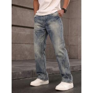 D2 Denim Men's 90s Y2K Vintage Acid Wash Relaxed Wide‑Leg Baggy Jeans Size 36x32